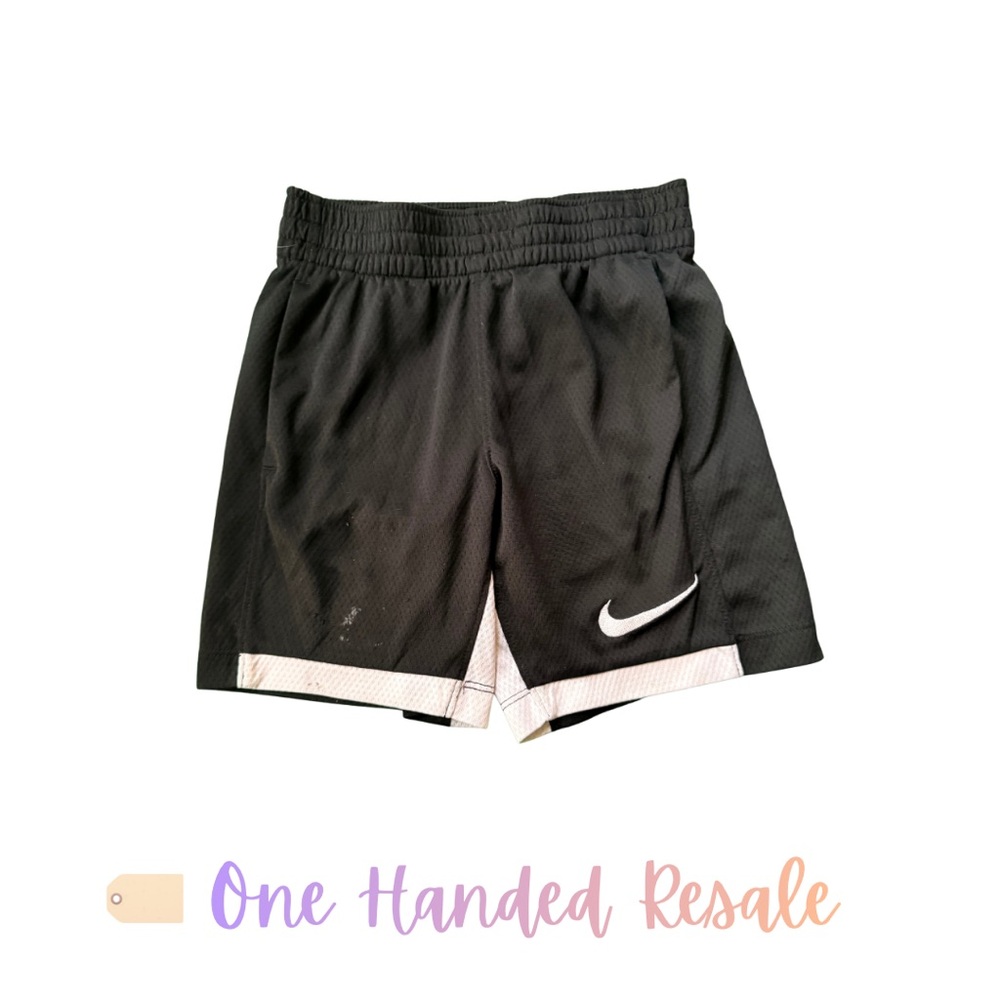 🖤 Nike Dri-FIT Black Athletic White Swish Athletic Shorts Boys Girls Unisex XS